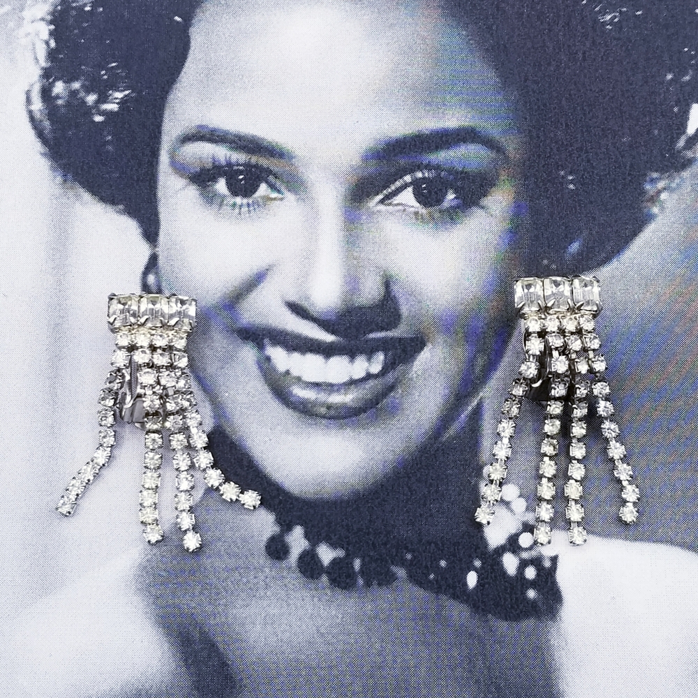 Vintage Articulated Rhinestone Clip Earrings